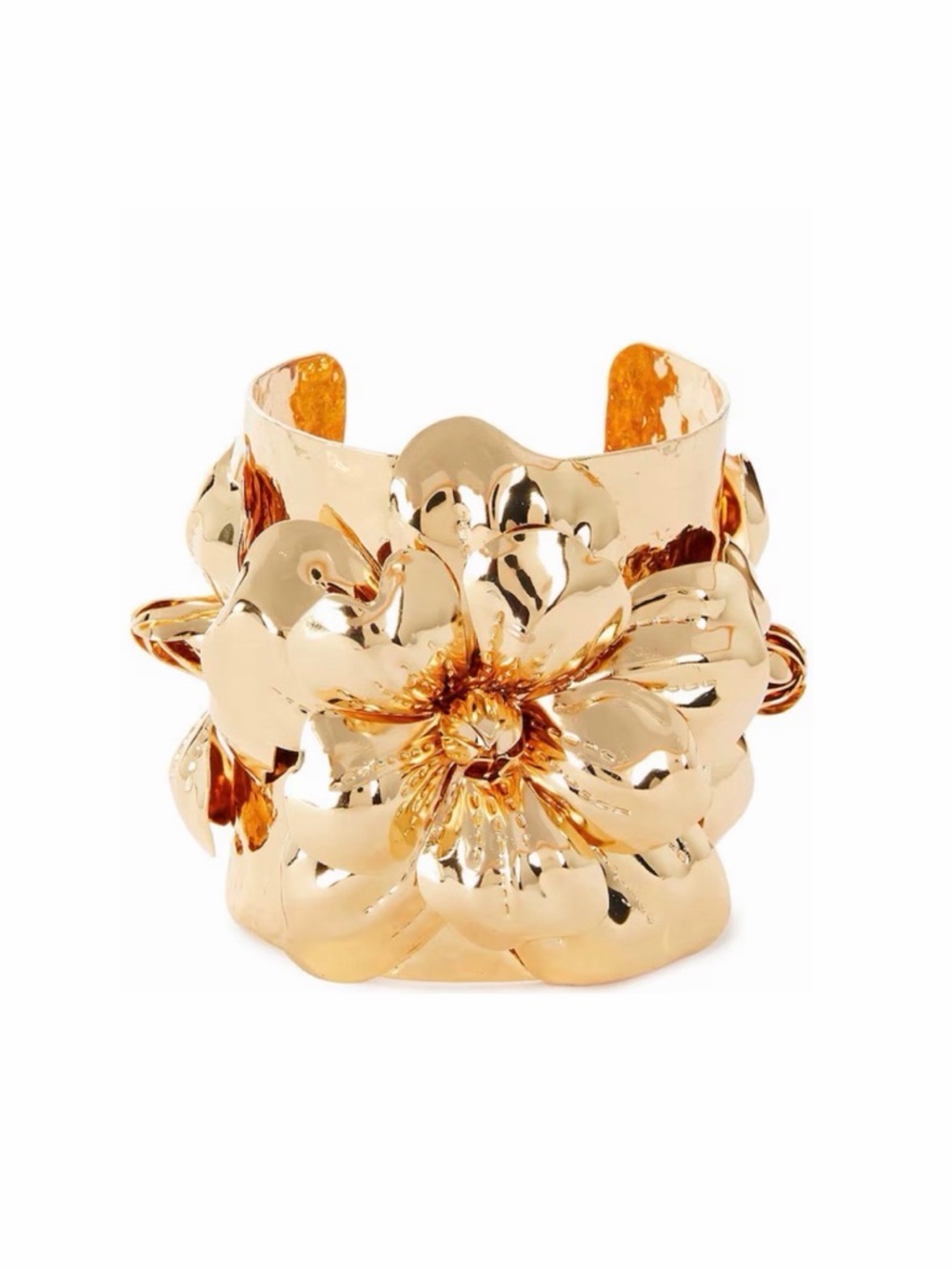 NWT ⚜️🌼⚜️ Piper K Gold Toned 3D Flower Metal Cuff Statement Bracelet